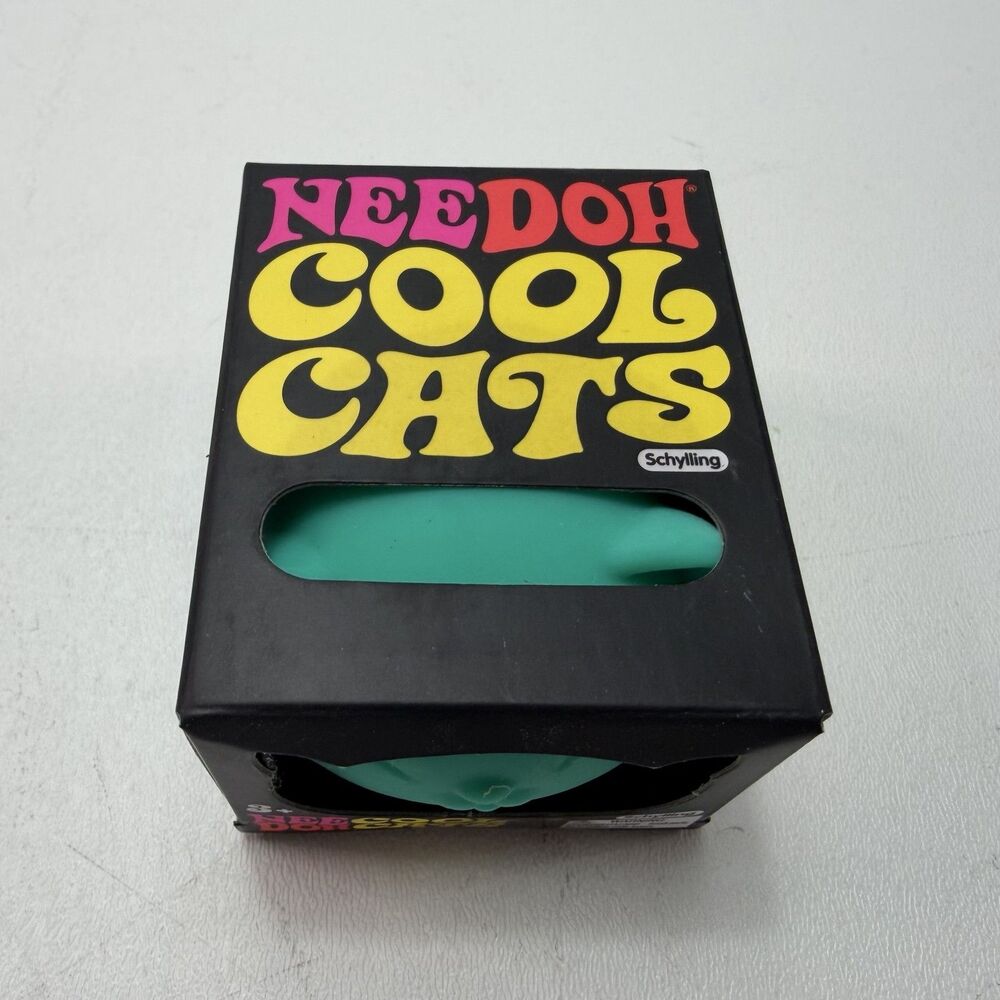 NeeDoh Cool Cats Squishy Fidget Toy Schylling 3+ Teal Cat Stress Ball New